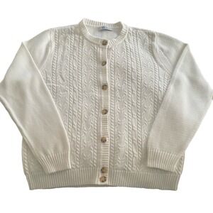 Womens White Knit Cardigan Size Medium Button Up Tog Shop Great Condition!